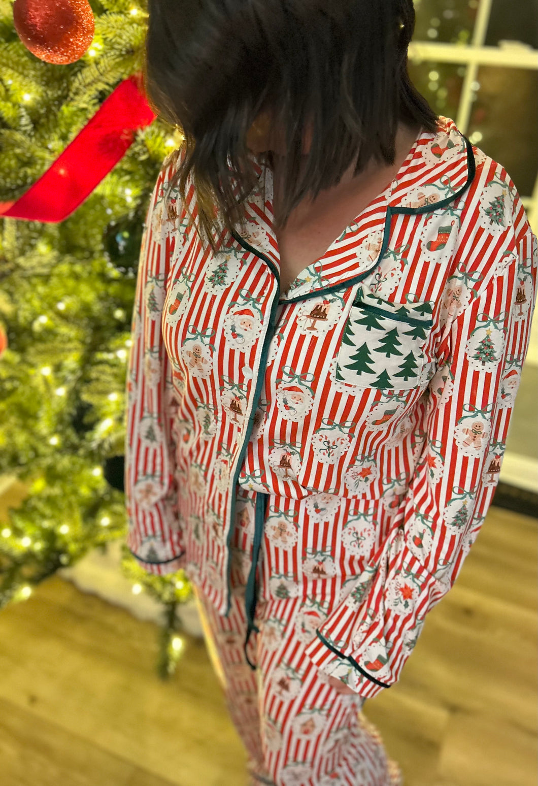 Candy Cane Classic – Women’s Button-Up Set